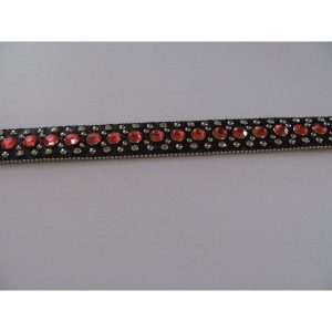 brown belt with pink crystals
