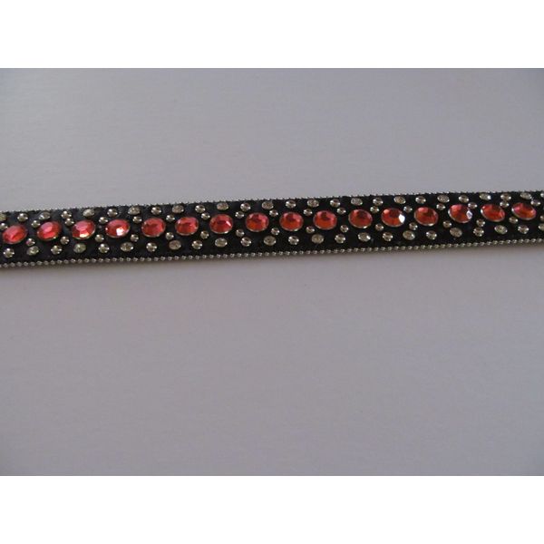 brown belt with pink crystals